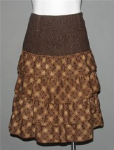 VTG Unique 4-Tiered Ruffles Wool Blend Brown Tones Plaid Zipper Skirt Wm&#39;s M - £23.97 GBP