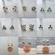 New Sterling Silver Celtic Knot Stud / Post Earrings, Unisex, Small Intricate - £9.41 GBP