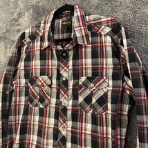 Helix Button Up Shirt Mens Extra Large Red Black Plaid Athletic Fit Long... - $9.39