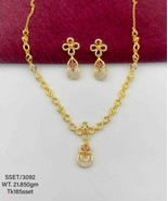 Solid Gold-Plated Cubic Zirconia Studded Necklace Set in 925 Sterling Si... - $325.00
