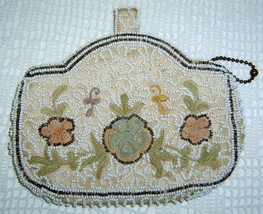 Antique Beaded &amp; Embroidered MINAUDIERE Evening Bag Clutch Purse - $25.00