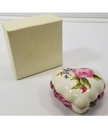 AP) Fine Porcelain European Home Decor Floral Heart Trinket Dish with Lid - $12.86