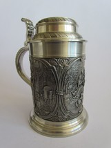 Vintage German pewter 0.5 l, beer mug with lid, h-17 cm. 740 gr. - $34.99