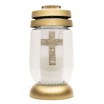 8 3/4&quot; Cross Design Decorative Altar Cemetery Lantern with Paraffin Refi... - $18.81