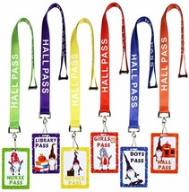 Gnome Hall Pass Lanyards and School Passes 6 Bright Color Classroom Hall... - £9.65 GBP