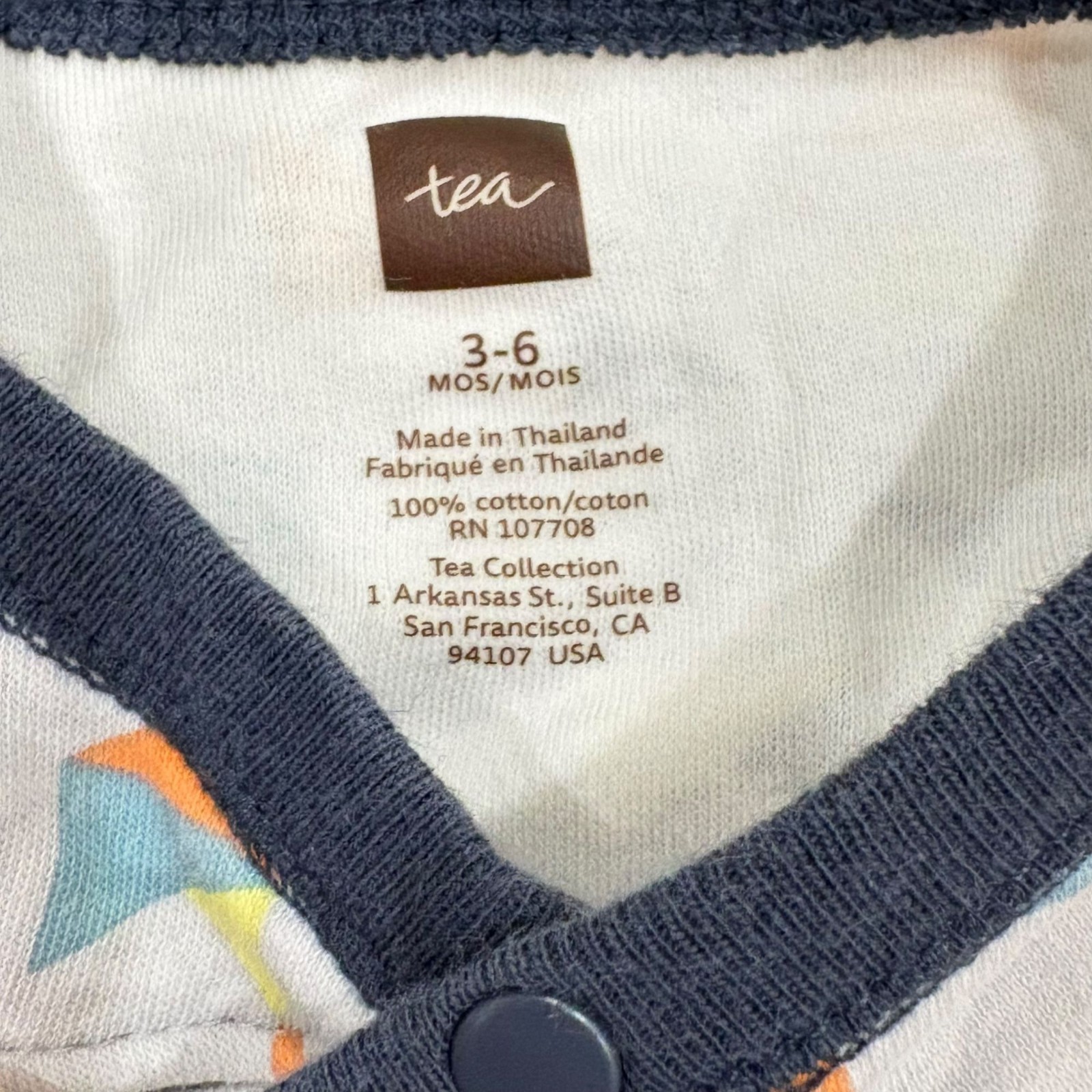 Tea Collection Baby Footed Pajamas 3-6 Months Geometric Triangle Print Cotton Item image 3