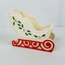 FTD Planter Christmas Sleigh Painted White Wood Decor Container Vintage 1985 - £7.90 GBP