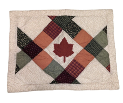 Maple Leaf Patchwork Quilted Pillow Sham Rust Green Cream 23 x 29-in Cot... - $11.28