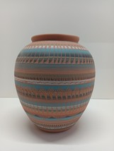 Native American Navajo Painted  Etched Pottery Vase Ernie Watchman South Western - £85.74 GBP