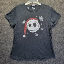 Disney Jack Skellington Santa Hat Nightmare Before Christmas T-Shirt Wom... - £6.18 GBP