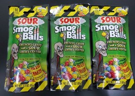 3x Bags Toxic Waste Sour Smog Balls Crunchy Candy with a Chewy Sour Center - £7.89 GBP