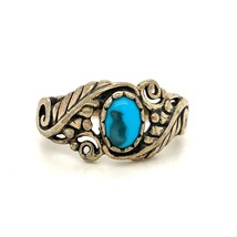 Vtg Sterling Signed 925 Carolyn Pollack Relios Turquoise Stone Ring Band 10 1/4 - £39.56 GBP