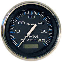 Faria Chesapeake Black 4&quot; Tachometer w/Hourmeter - 6000 RPM (Gas) (Inboard) [337 - £113.66 GBP