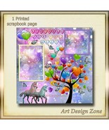 BIRTHDAY GREETINGS WITH MAGICAL UNICORNS &amp; BALLOONS SCRAPBOOK PAGES - $226.75 MXN