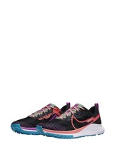 Nike men&#39;s nike react pegasus trail 4 shoes -d/medium width in Black/Magic - £77.03 GBP