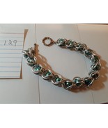 9.5 inch silver chain maillle bracelet with blue beads(item 129) - $20.58 CAD