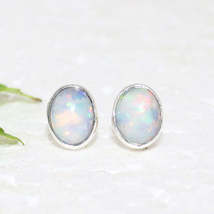 Exclusive Natural Ethiopian Opal Gemstone Earrings, Birthstone Earrings, 925 Ste - £29.26 GBP