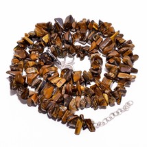 Natural Tiger Eye Gemstone Uncut Smooth Beads Necklace 5-13 mm 18-19&quot; UB-7749 - £8.60 GBP