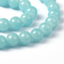 105 Mint Blue Glass Beads Bulk Jelly 8mm Round 32&quot; Strand Jewelry Supplies - $4.50
