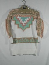 Vtg Bonnie Boerer Sweater Aztec Southwest Button Shoulder Sz Medium - £35.17 GBP
