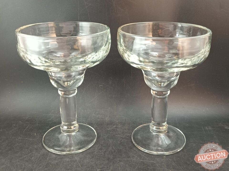2 Clear Margarita Glasses HEAVY, THICK Glass - $24.00