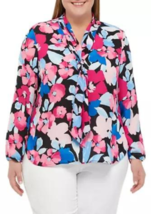 New Kasper Blue Pink Floral Career Top Blouse Size 1 X Women $79 - £42.35 GBP