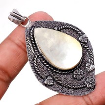 Mother Of Pearl Gemstone Handmade Ethnic Unique Gift Pendant Jewelry 2.60&quot; SA 10 - £4.00 GBP