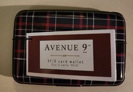 Avenue 9 RFID Card Wallet Plaid Gift Craft Hard Case Travel Push Tab Open - $8.66