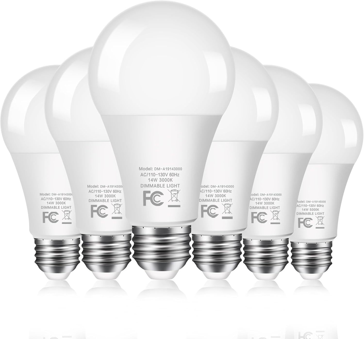 6-Pack 14W Led Dimmable Light Bulbs 100 Watt Equivalent, A19, Warm White... - $31.59