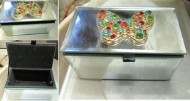 MIRROR BEVELED BOX WITH RHINESTONE BUTTERFLY - $18.00