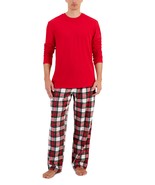 Club Room Men&#39;s Holiday Plaid Fleece Pajama Top &amp; Pants Set Red Multi-XL - $27.42 CAD