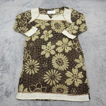 Soms Creation Dress Womens M Brown Quarter Sleeve Square Neck Floral Cas... - $23.75