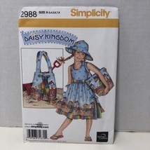 Simplicity 2988 Size 3-8 Child&#39;s Dress Hat Bag Daisy Kingdom - £10.11 GBP