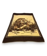 Vintage San Marcos Blanket Majestic Lion 54x74” Acrylic Blanket Brown Tan - £34.76 GBP