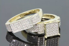 White Diamond 1.50 CT Wedding Ladies Bridal Ring Set Gold Finish 925 Silver Sz 7 - £84.88 GBP