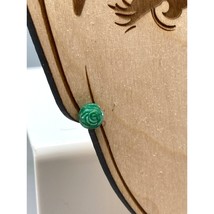 Vintage Hillcraft 12K GF Stud Earrings, NOS Jade Green Carved Rose in Original - £30.09 GBP