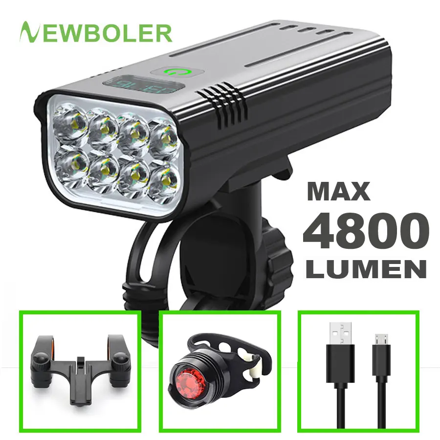 NEWBOLER Bicycle Light 4800 Lumen USB Chargeable Rainproof MTB Bike Light Set - £19.62 GBP+