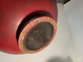 Wood Fruit Bowl Footed Red with Ivy Design VTG image 3