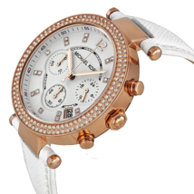 Michael Kors MK2281 Parker Ladies White &amp; Rose Gold Stainless Chrono Wat... - $192.13 CAD