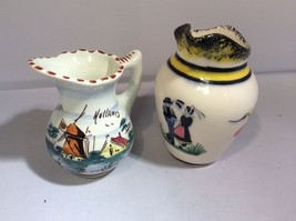 VTG Lot of 2 Small Ceramic porcelain Pitchers Creamer Holland Delft - £14.08 GBP