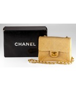 Chanel Mini Classic Flap Shoulder Bag Beige Quilted Lizard 1990s Box Pou... - $20,310.43 CAD