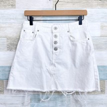 BDG Rigid Denim Button Fly Mini Skirt White Raw Hem 100% Cotton Women Medium - £19.40 GBP