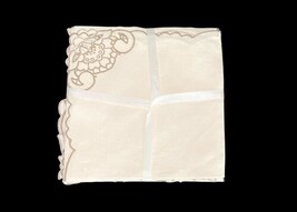 Vintage Handmade Embroidered Tablecloth 40"x40" w/ 8 Napkins 9" Floral Unused image 5