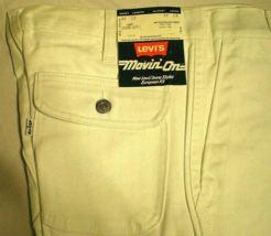 Levi&#39;s Movin On Vtg 70s Pure White Usa Disco Era 32X32 Pants New w/Tags Nos Read - £77.30 GBP