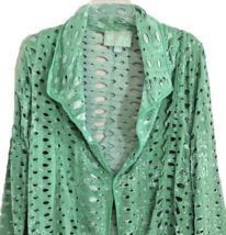 Boutique Seafoam Green Waterfall Jacket Womens M Cotton Intentional Hole... - $676.64 MXN