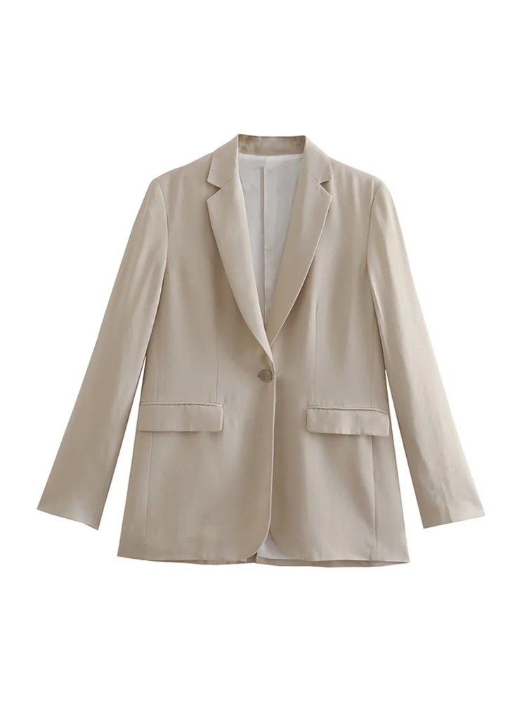 Zevity Women  Front Button Straight Blazer Coat Vintage Long Sleeve Flap Pockets - £112.93 GBP