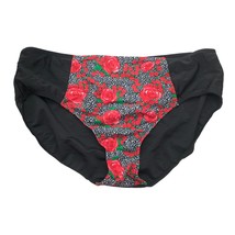 Marilyn Monroe Bikini Bottom High Waist Color Block Red Roses Black XL - £4.02 GBP