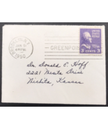 VTG 1950 Greenpoint Station Brooklyn NY Cancel Cover w/ 3 Cent Jefferson... - $12.19