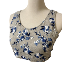 Fruit of the Loom Gray Blue Floral Sports Bra Sz 40 Lightweight Comfortable - $12.88