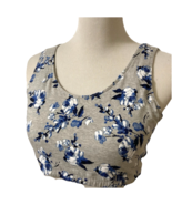 Fruit of the Loom Gray Blue Floral Sports Bra Sz 40 Lightweight Comfortable - $17.74 CAD